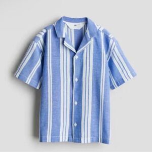 H&M Boys Striped Blue & White Linen Blend
Button Down Shirt(Size 9/10yrs)